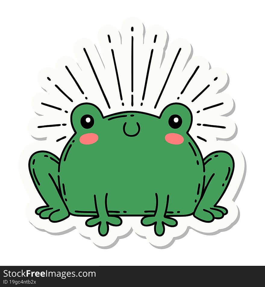 sticker of tattoo style happy frog