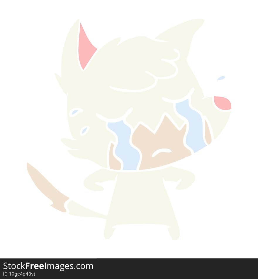 crying fox flat color style cartoon