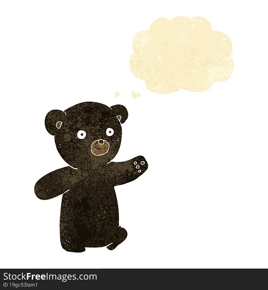 cartoon black bear cub with thought bubble