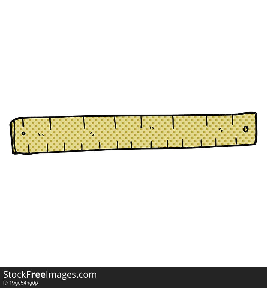 freehand drawn cartoon wooden ruler