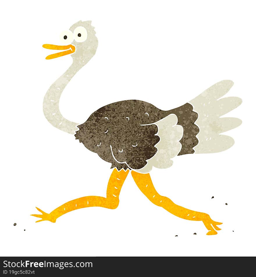 retro cartoon ostrich