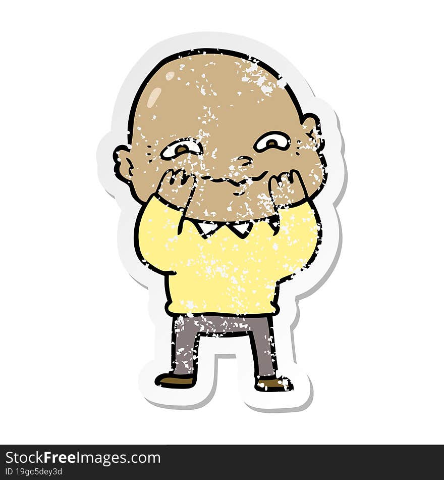 distressed sticker of a cartoon nervous man