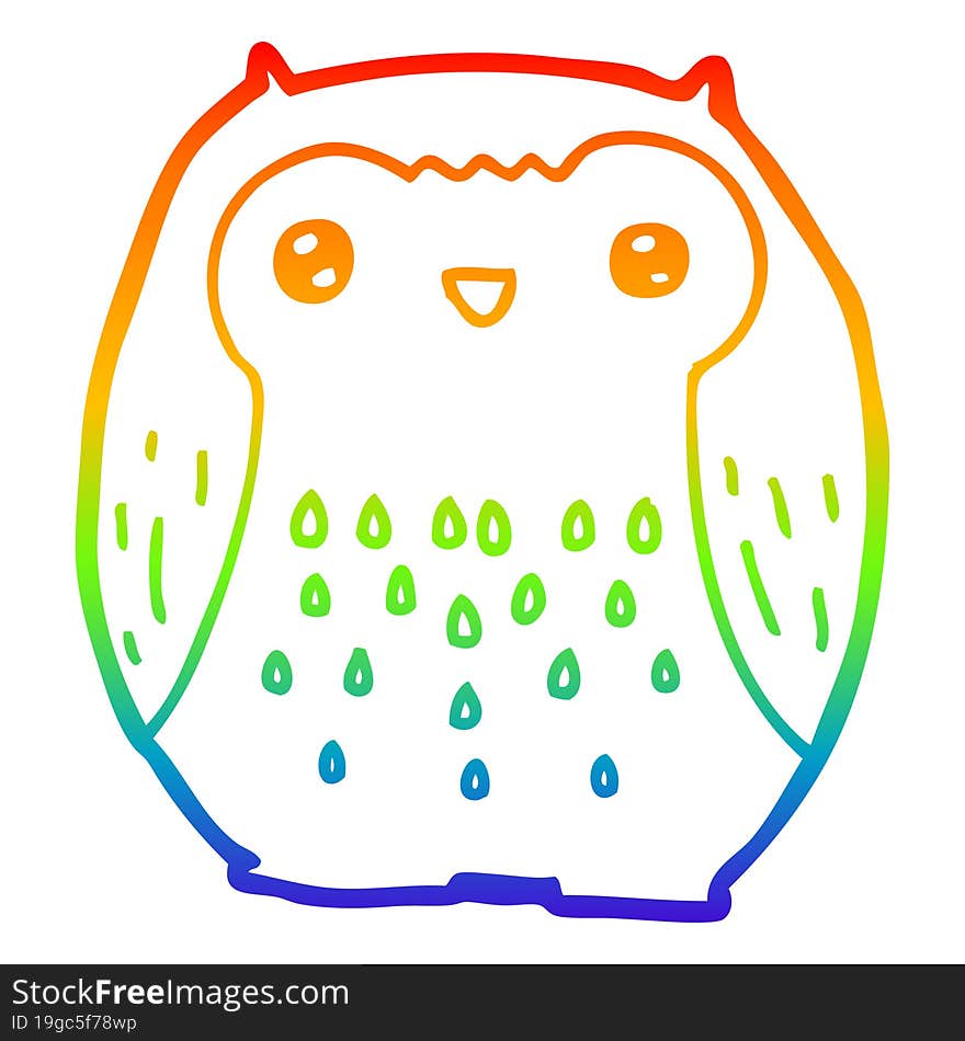 rainbow gradient line drawing cute cartoon owl