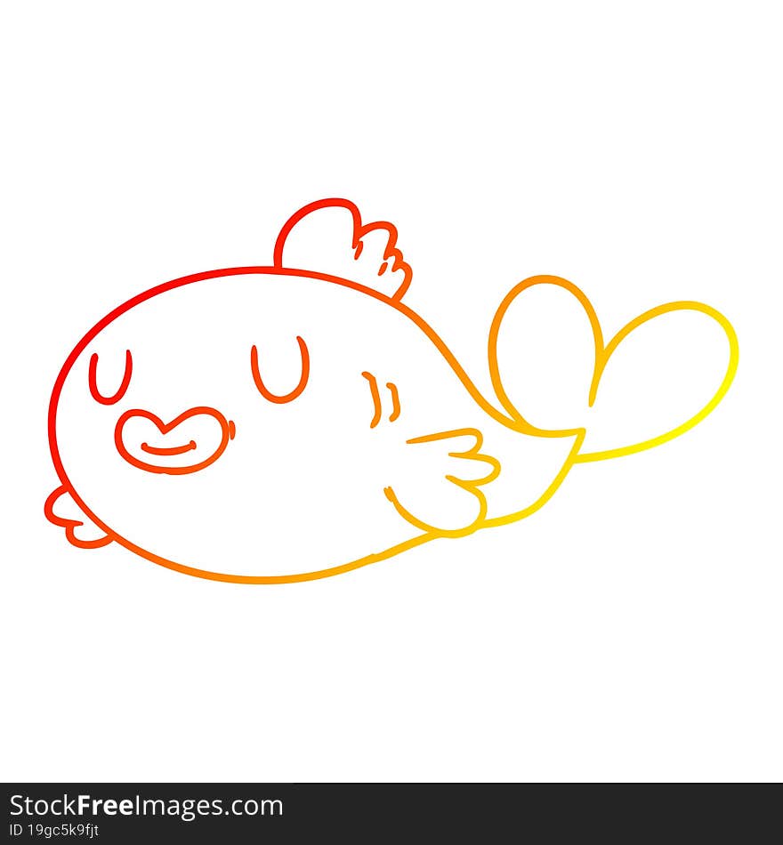 warm gradient line drawing happy cartoon fish