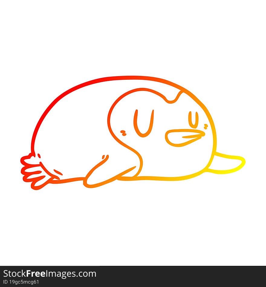 warm gradient line drawing Cartoon penguin