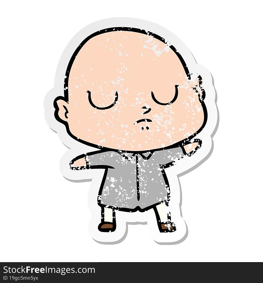 Distressed Sticker Of A Cartoon Bald Man