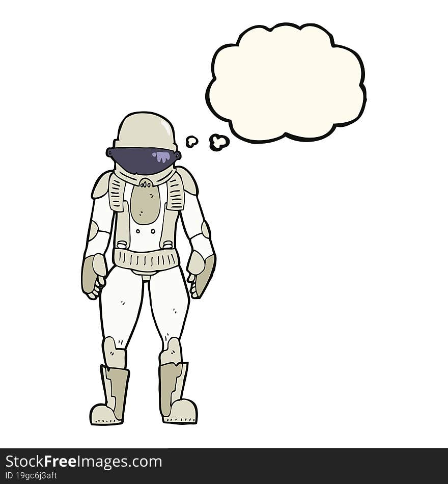 cartoon astronaut with thought bubble