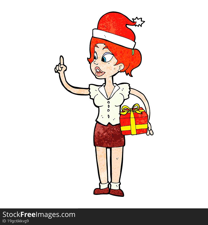 Cartoon Woman With Present