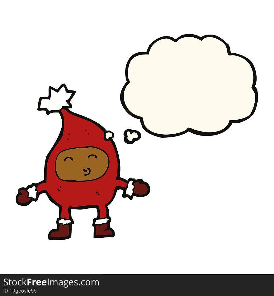 Cartoon Funny Christmas Character With Thought Bubble