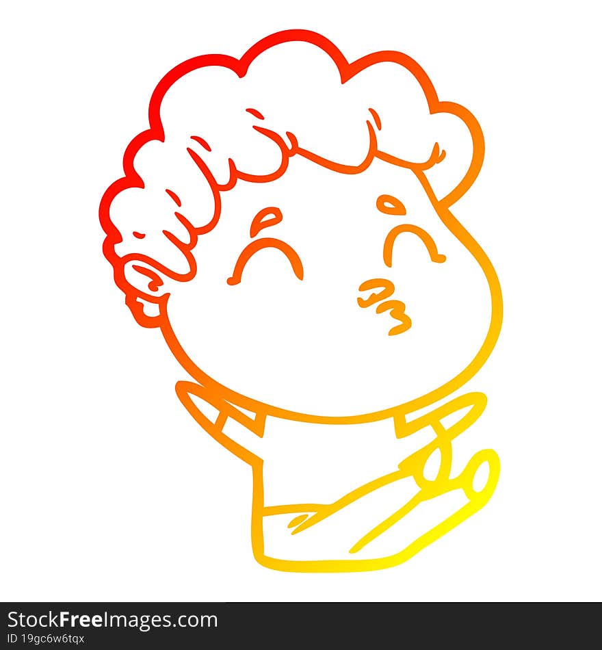 warm gradient line drawing cartoon man pouting