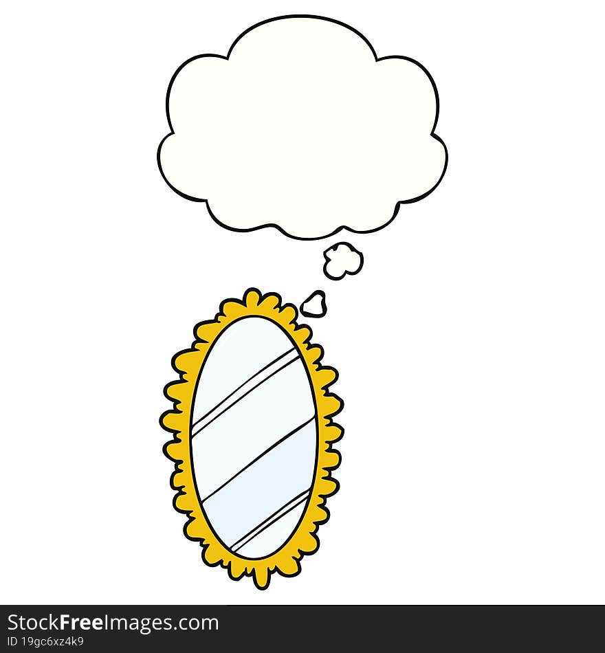 cartoon mirror with thought bubble. cartoon mirror with thought bubble