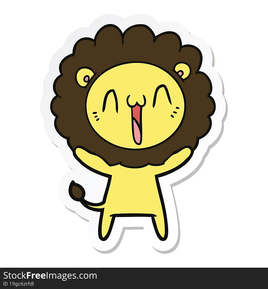 sticker of a happy cartoon lion