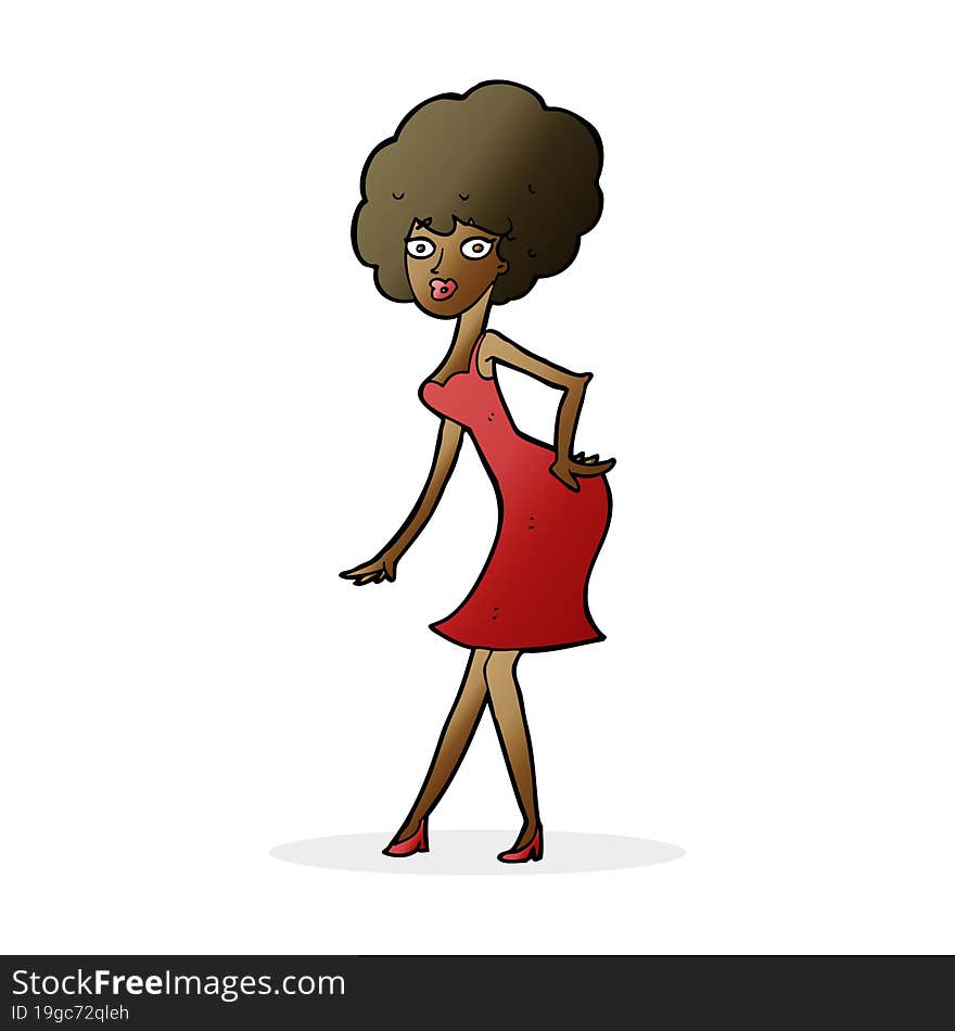 cartoon woman posing in dress