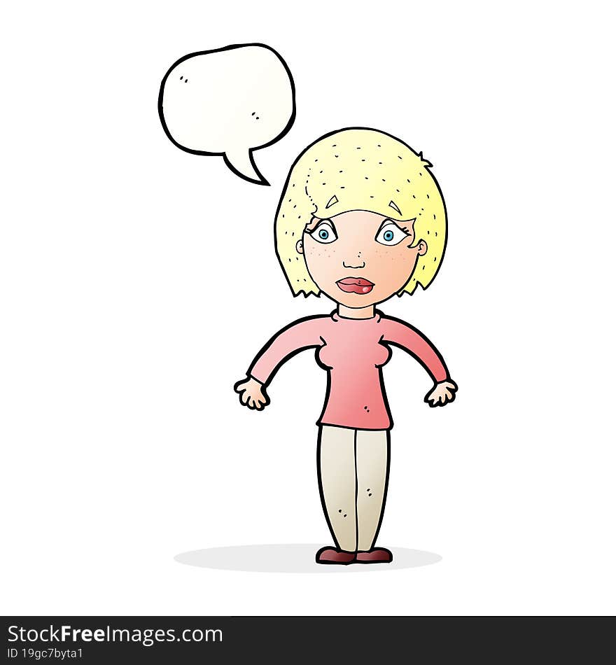 cartoon surprised woman with speech bubble