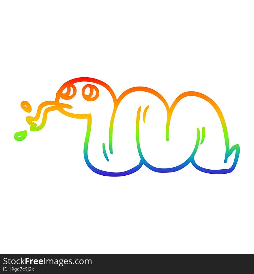 Rainbow Gradient Line Drawing Cartoon Snake