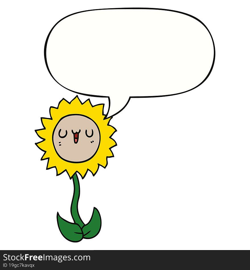 cartoon flower and speech bubble