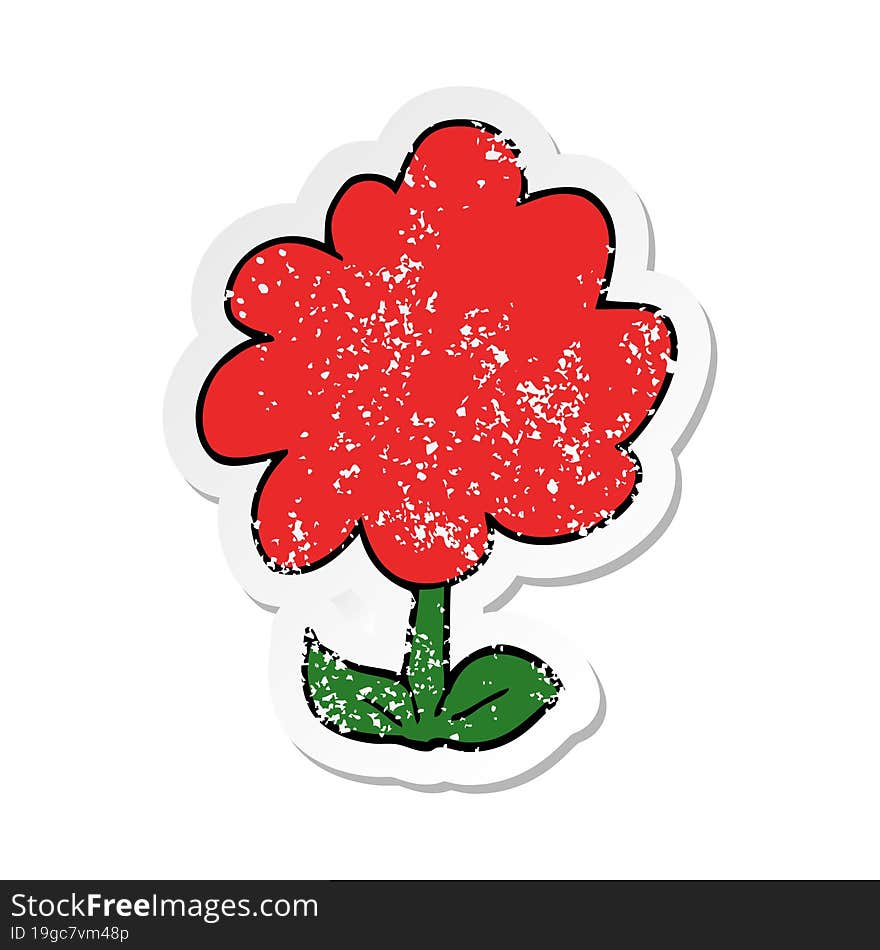 distressed sticker of a cartoon flower