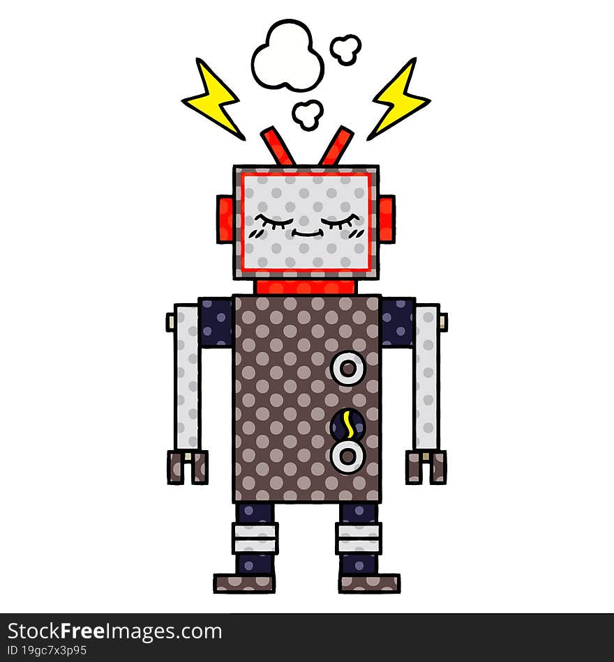 comic book style cartoon of a dancing robot