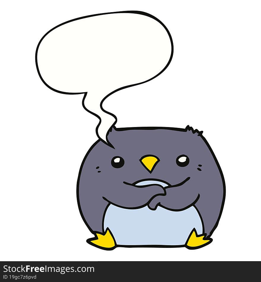 cartoon penguin and speech bubble