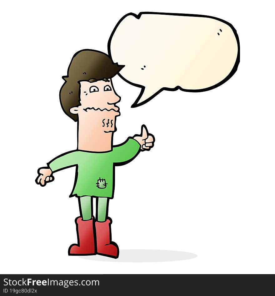 cartoon nervous man with speech bubble