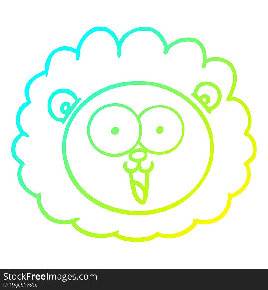 cold gradient line drawing cartoon lion face