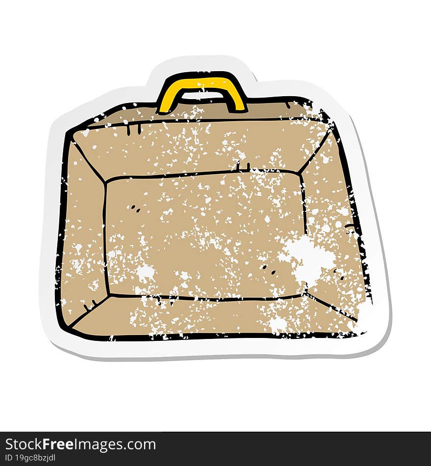 Distressed Sticker Of A Cartoon Budget Briefcase