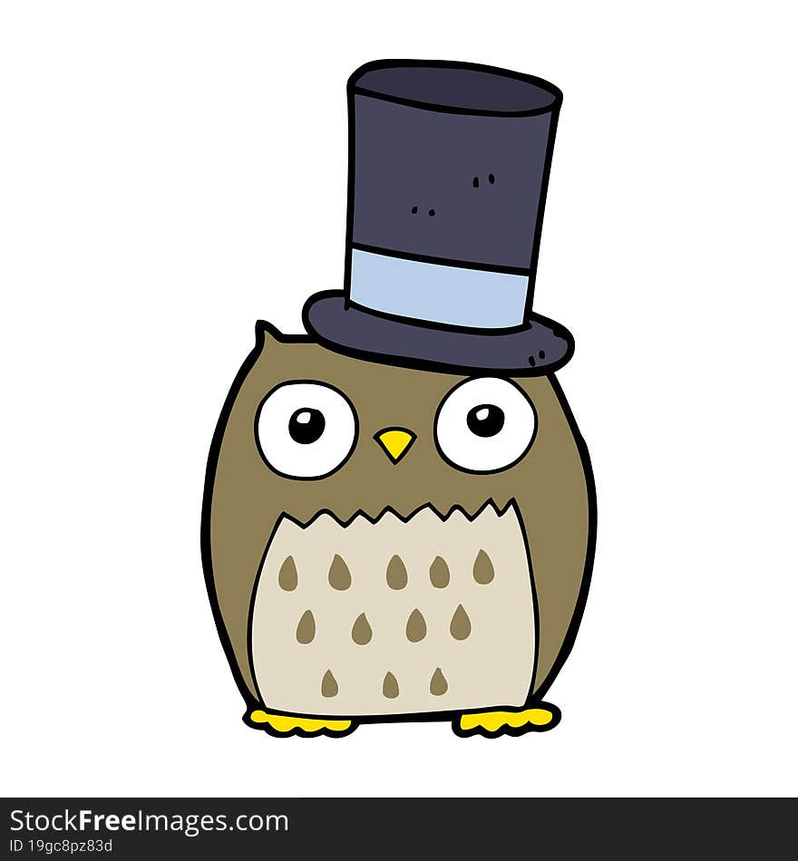 Cartoon Owl Wearing Top Hat