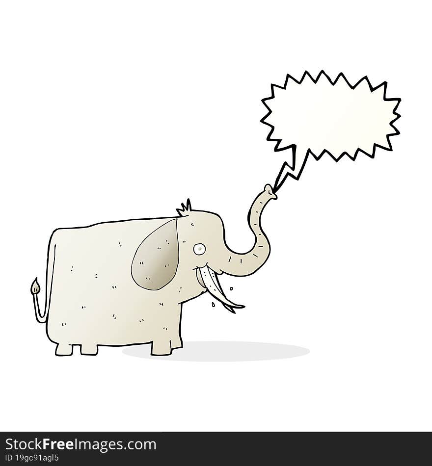 cartoon happy elephant with speech bubble