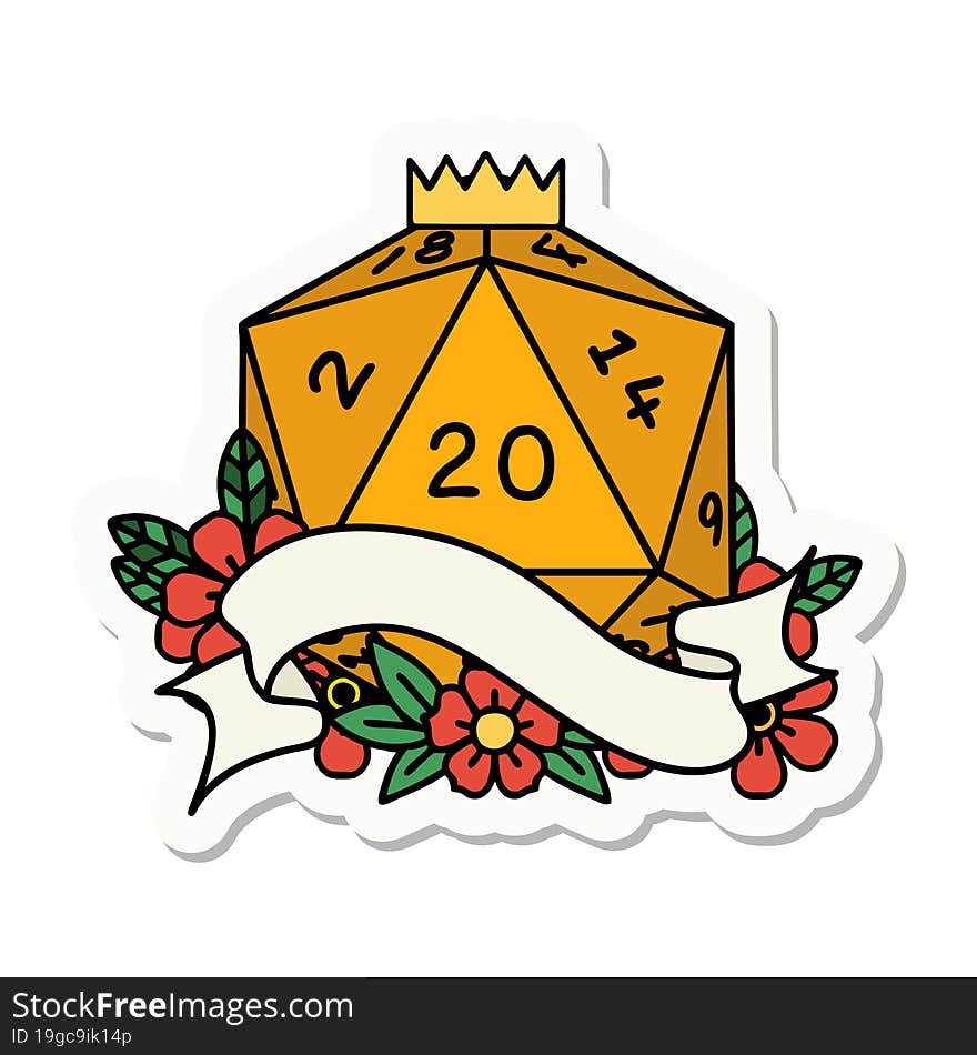 Natural Twenty D20 Dice Roll Sticker