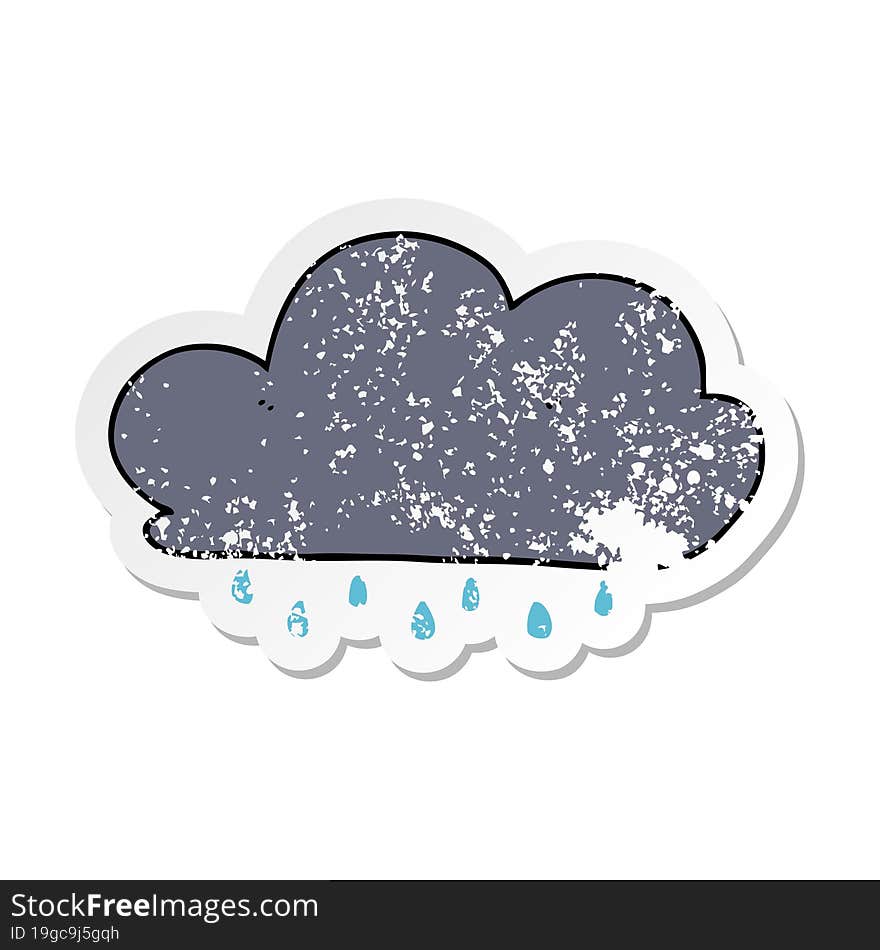 distressed sticker of a cartoon rain cloud