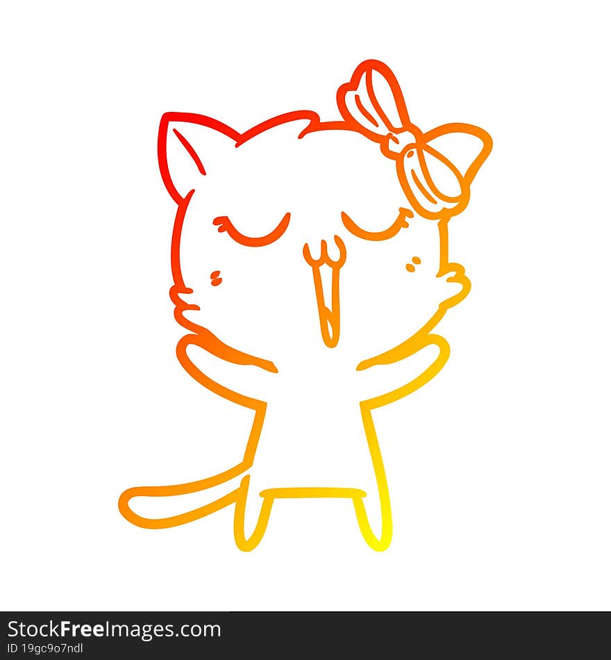 warm gradient line drawing cartoon cat