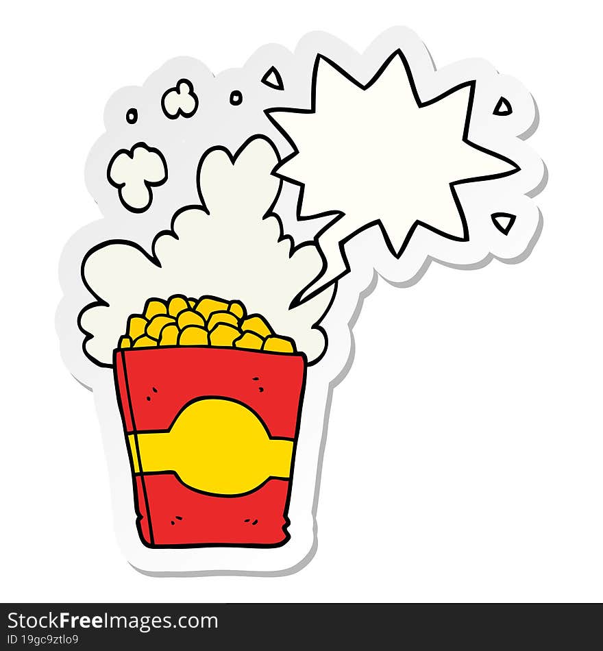 cartoon popcorn and speech bubble sticker