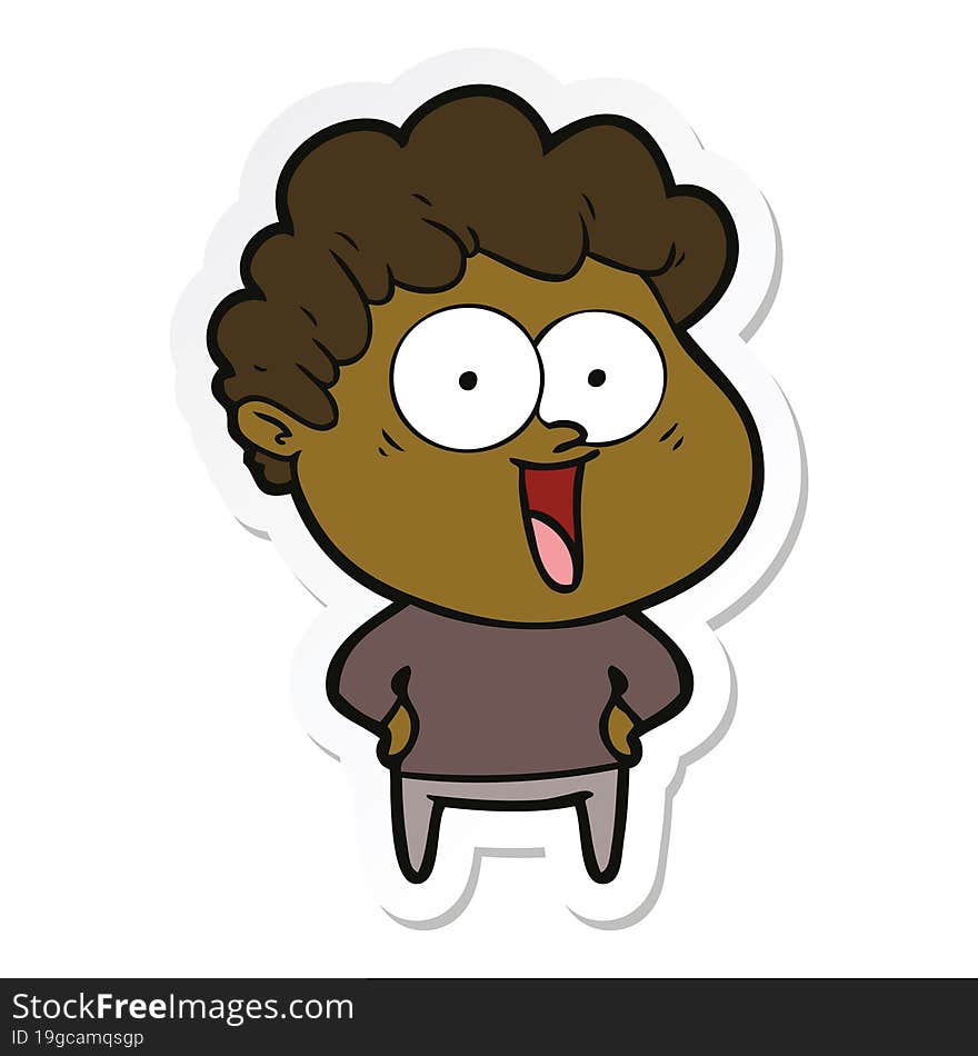 sticker of a cartoon happy man