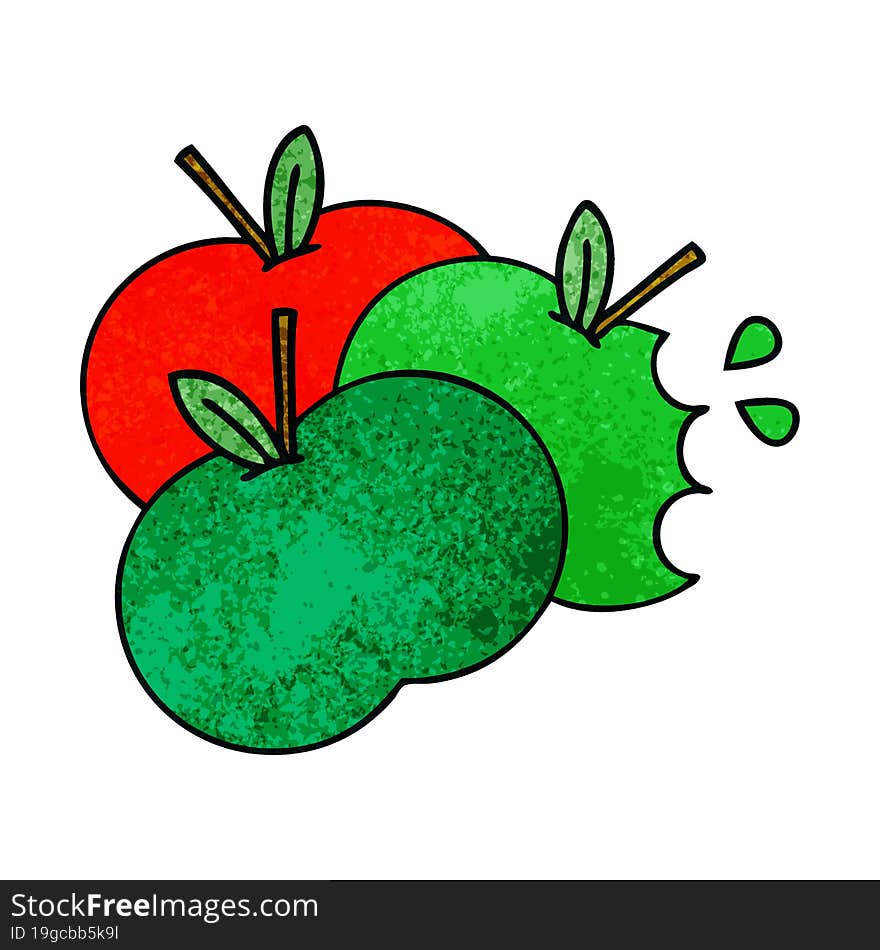 retro grunge texture cartoon of a apples