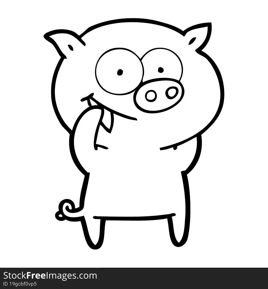 cheerful pig cartoon. cheerful pig cartoon