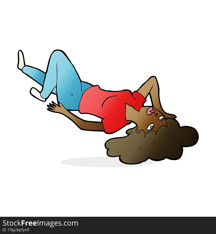 Cartoon Woman Lying On Floor