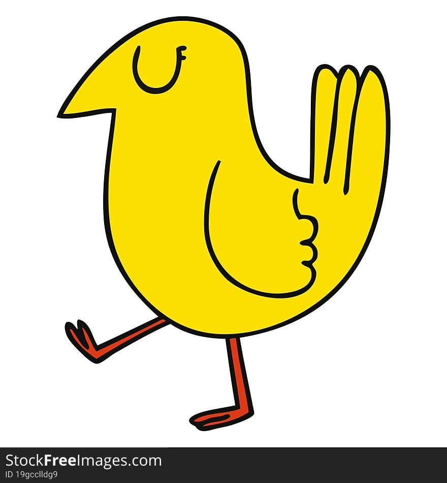 quirky hand drawn cartoon yellow bird