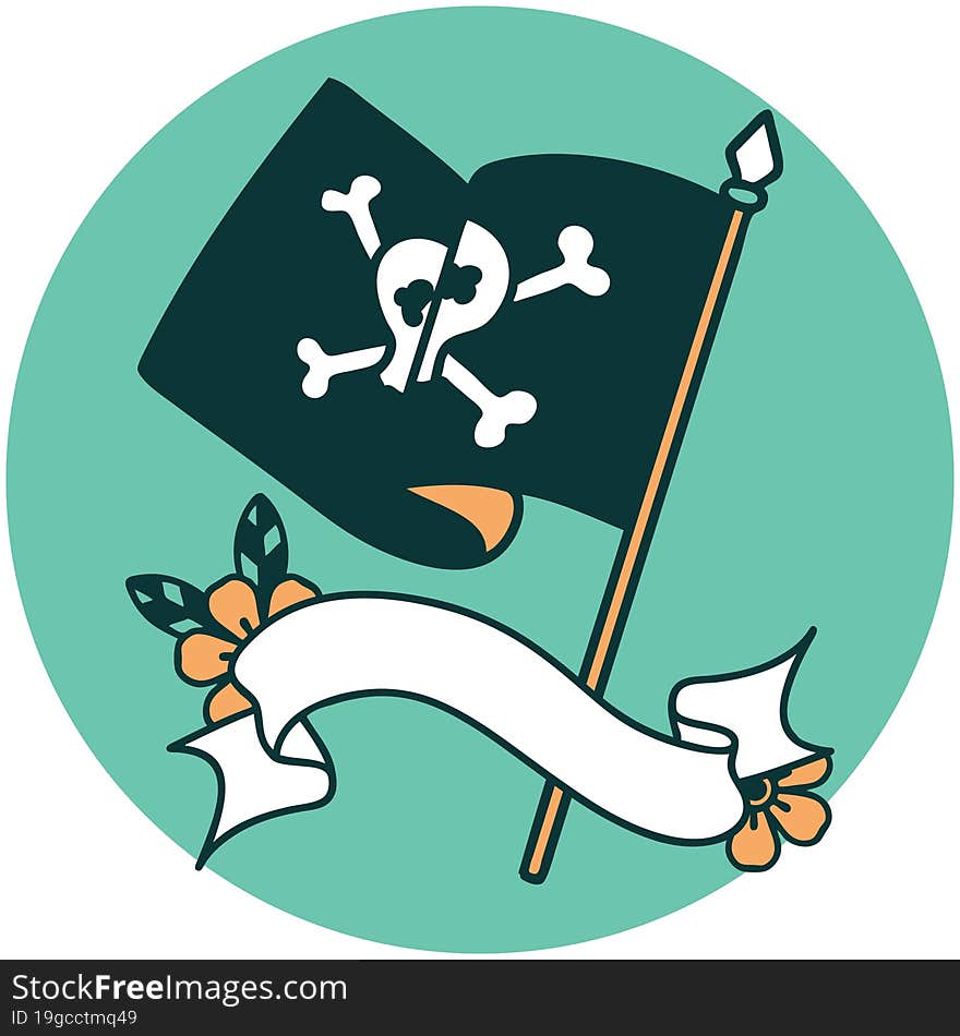 icon with banner of a pirate flag