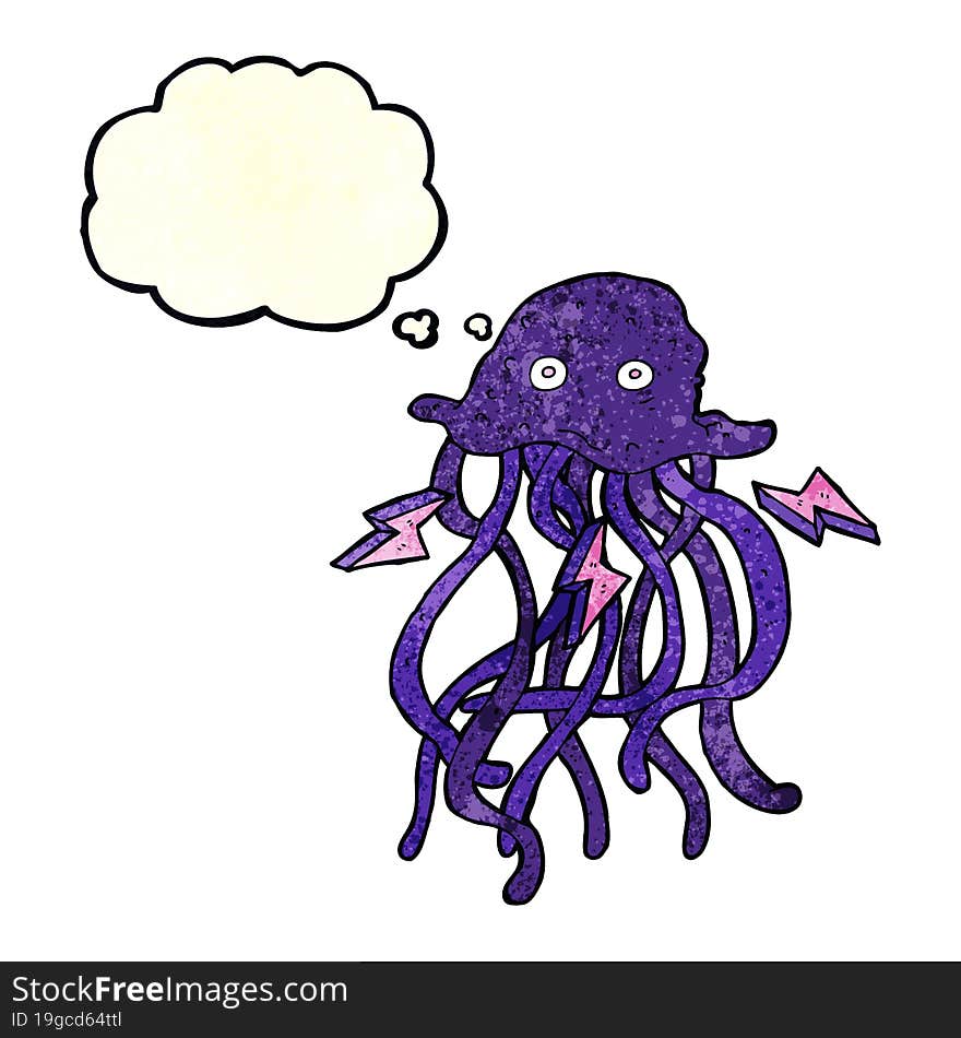 cartoon octopus with thought bubble