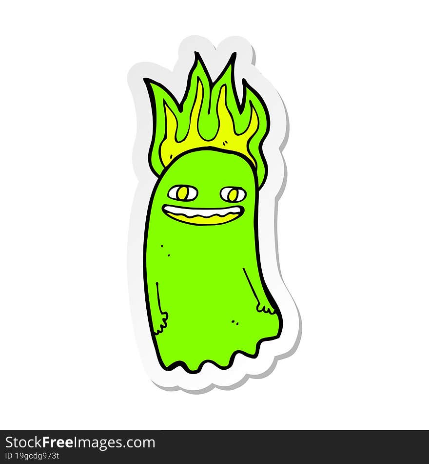 sticker of a funny cartoon ghost