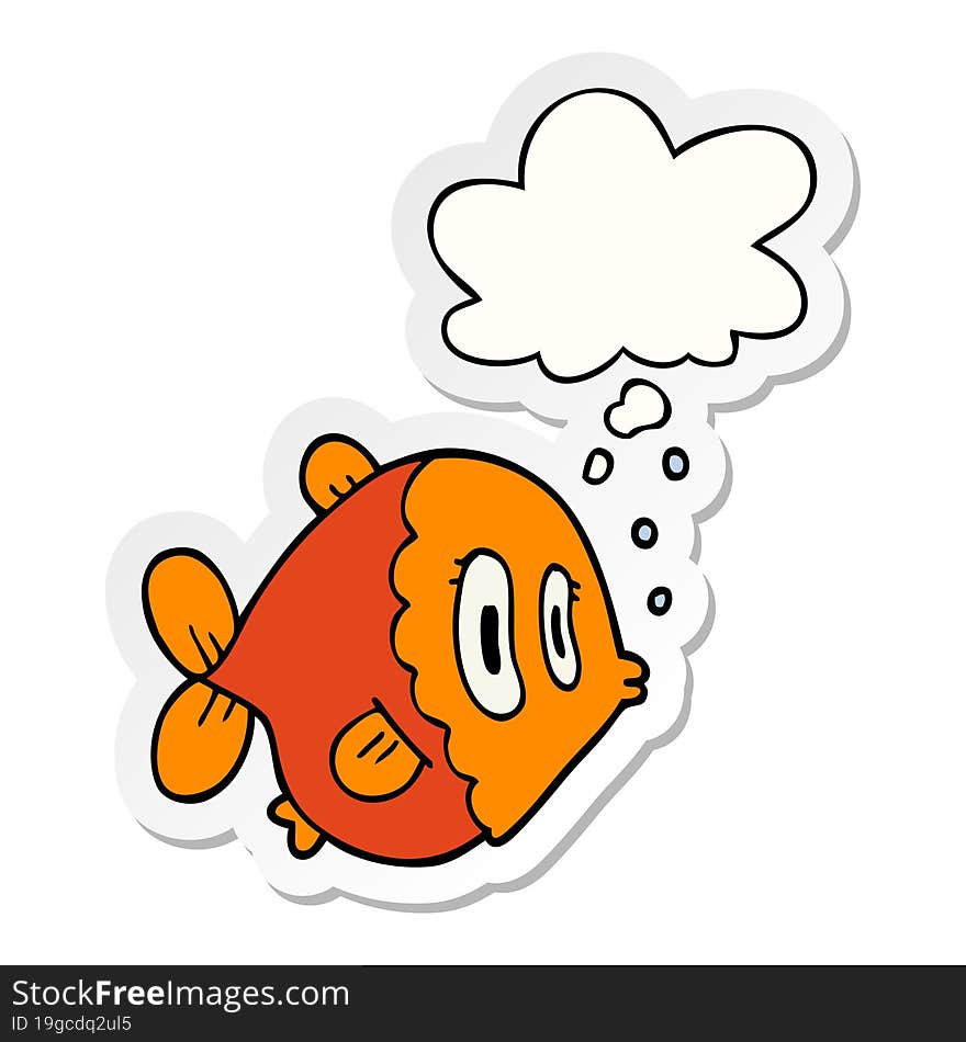 cartoon fish and thought bubble as a printed sticker