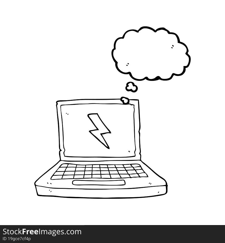 Thought Bubble Cartoon Laptop Computer