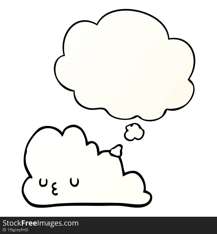 Cute Cartoon Cloud And Thought Bubble In Smooth Gradient Style