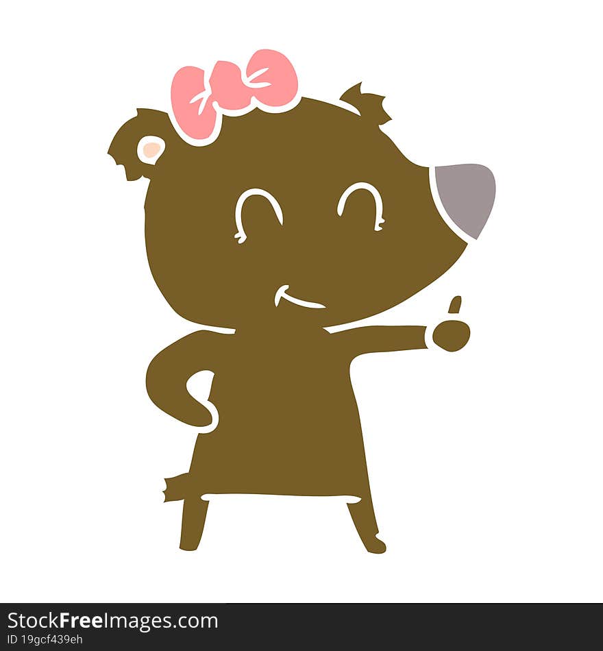 female bear flat color style cartoon