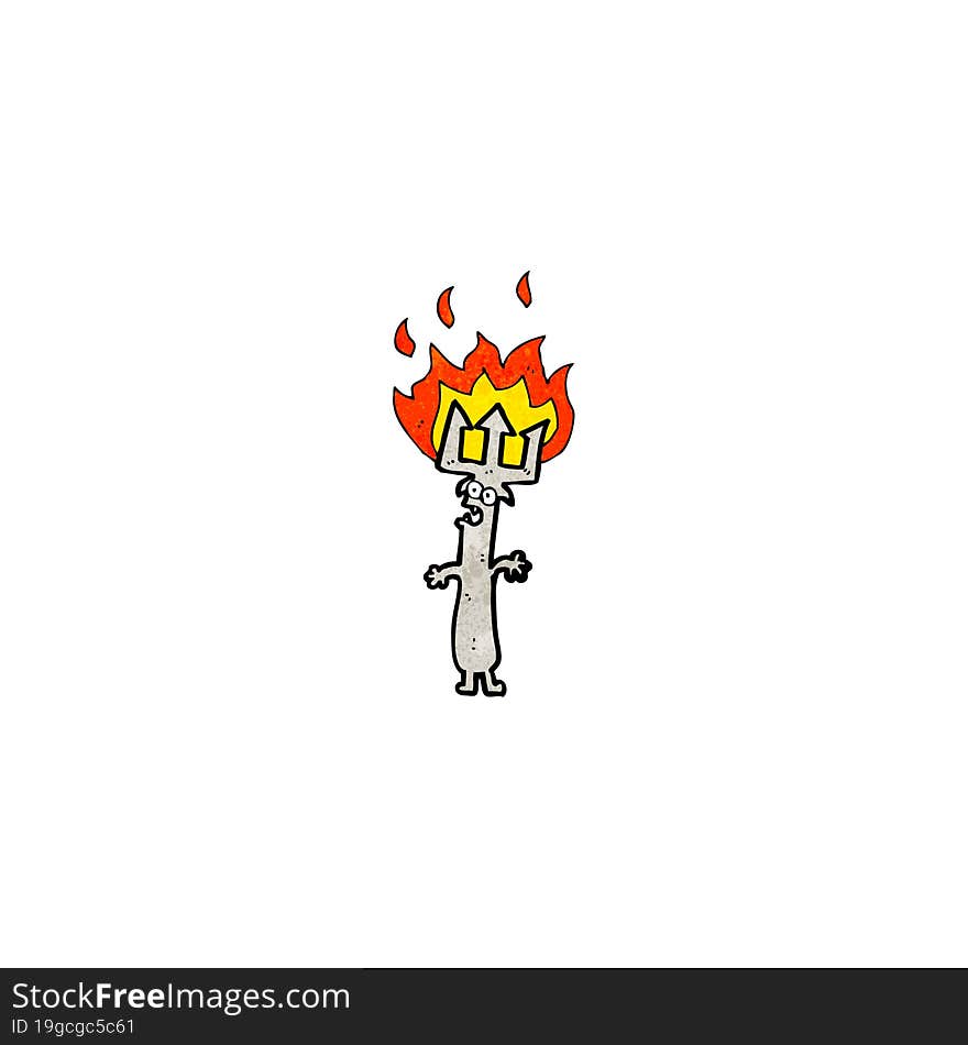 cartoon flaming fork