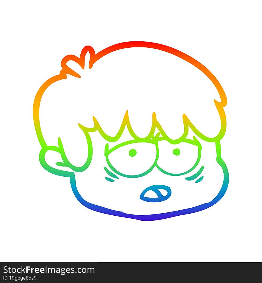 rainbow gradient line drawing cartoon male face