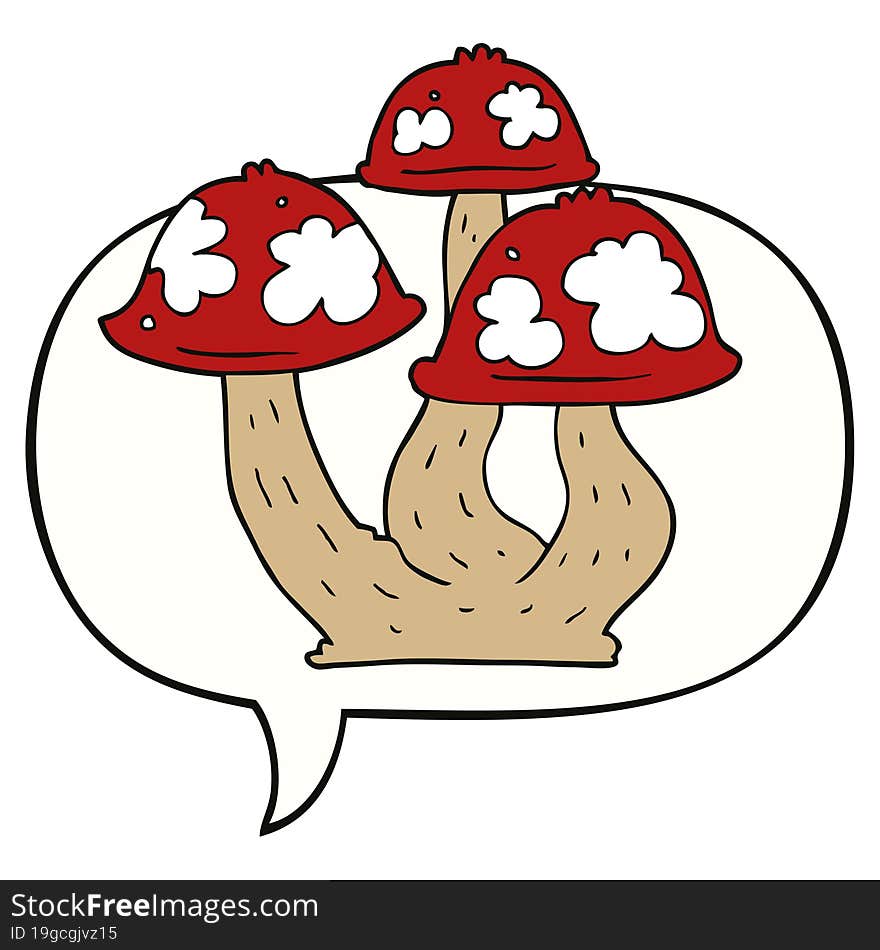 cartoon mushrooms with speech bubble. cartoon mushrooms with speech bubble