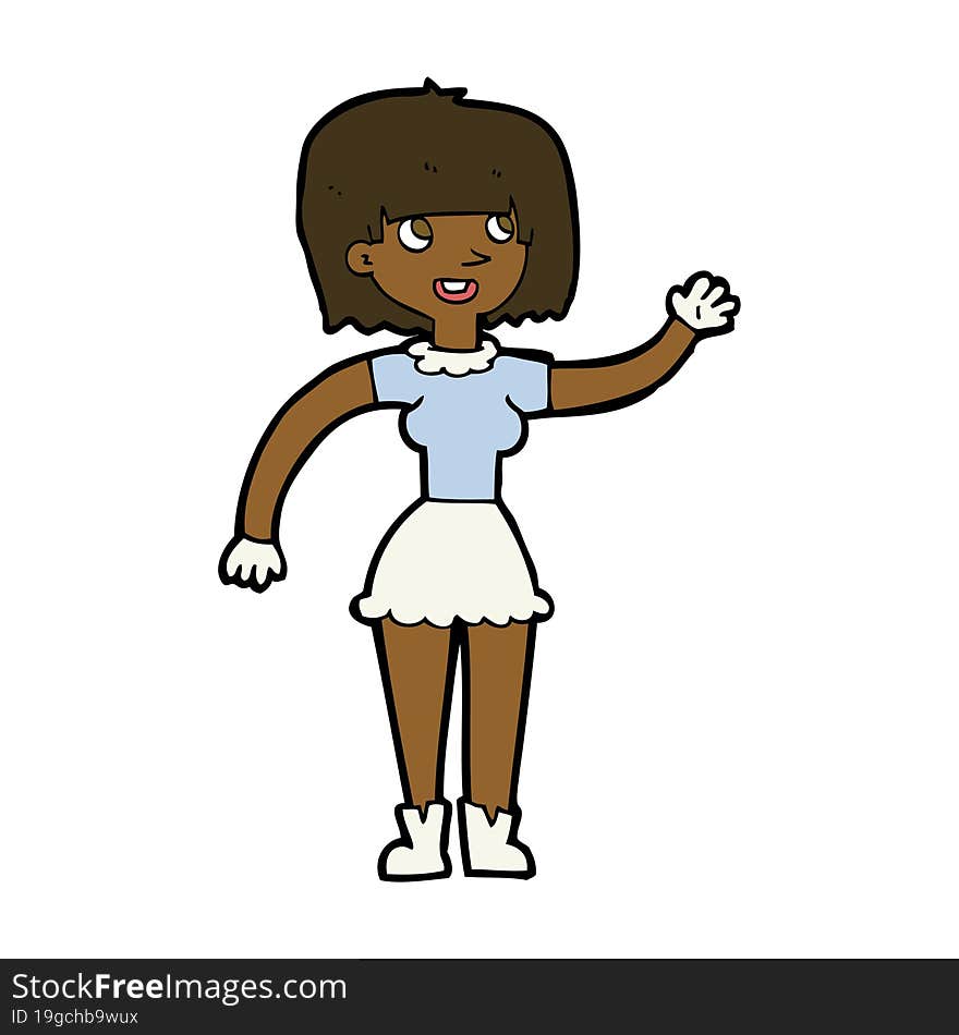 Cartoon Girl Waving