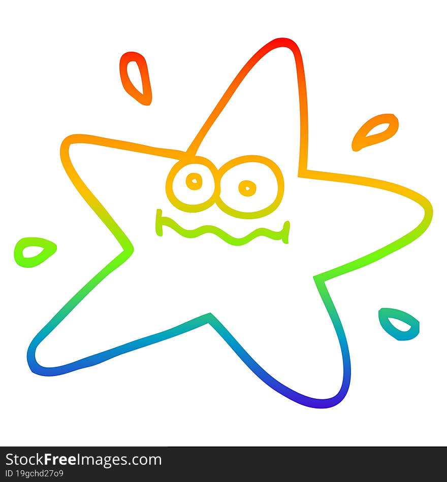 Rainbow Gradient Line Drawing Funny Cartoon Star