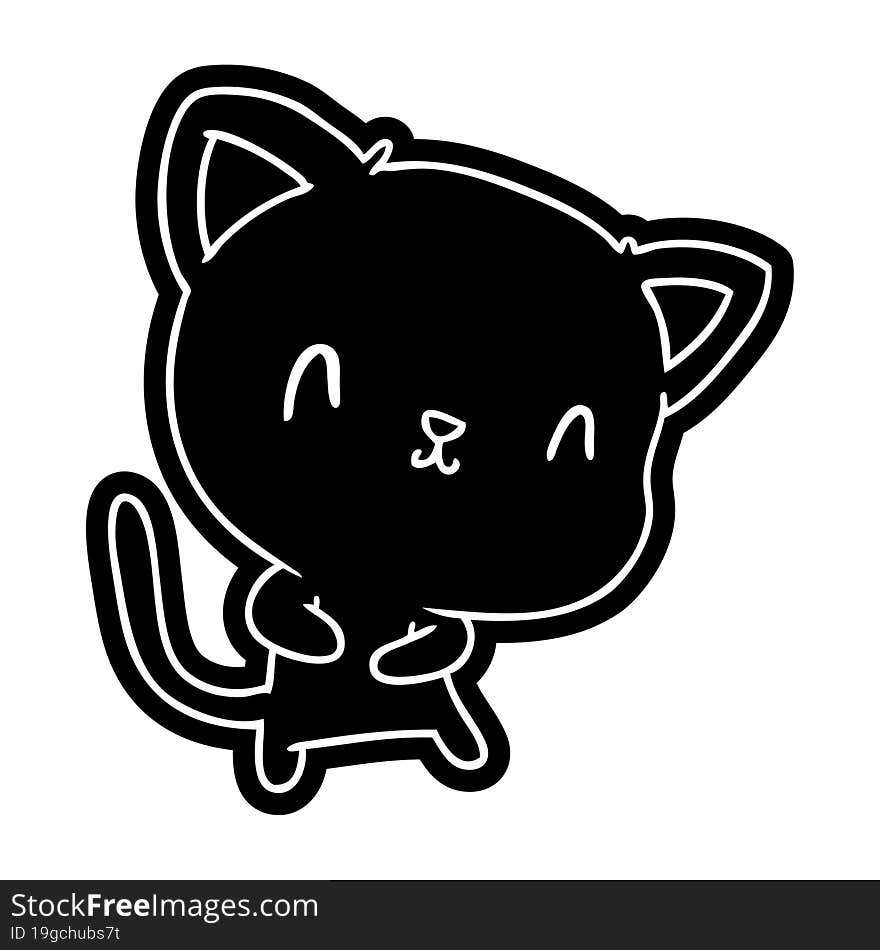 Cartoon Icon Of Cute Kawaii Cat